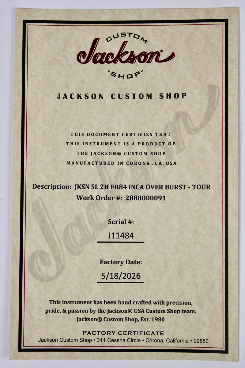 Jackson Custom Shop Limited Soloist - Inca Silver over Sunburst Tour Relic