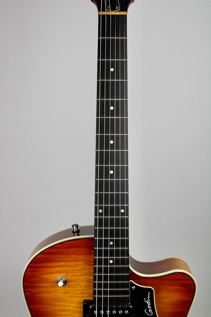 Godin Archtop 5th Avenue Uptown Bigsby - Flame Maple Sunrise (used)