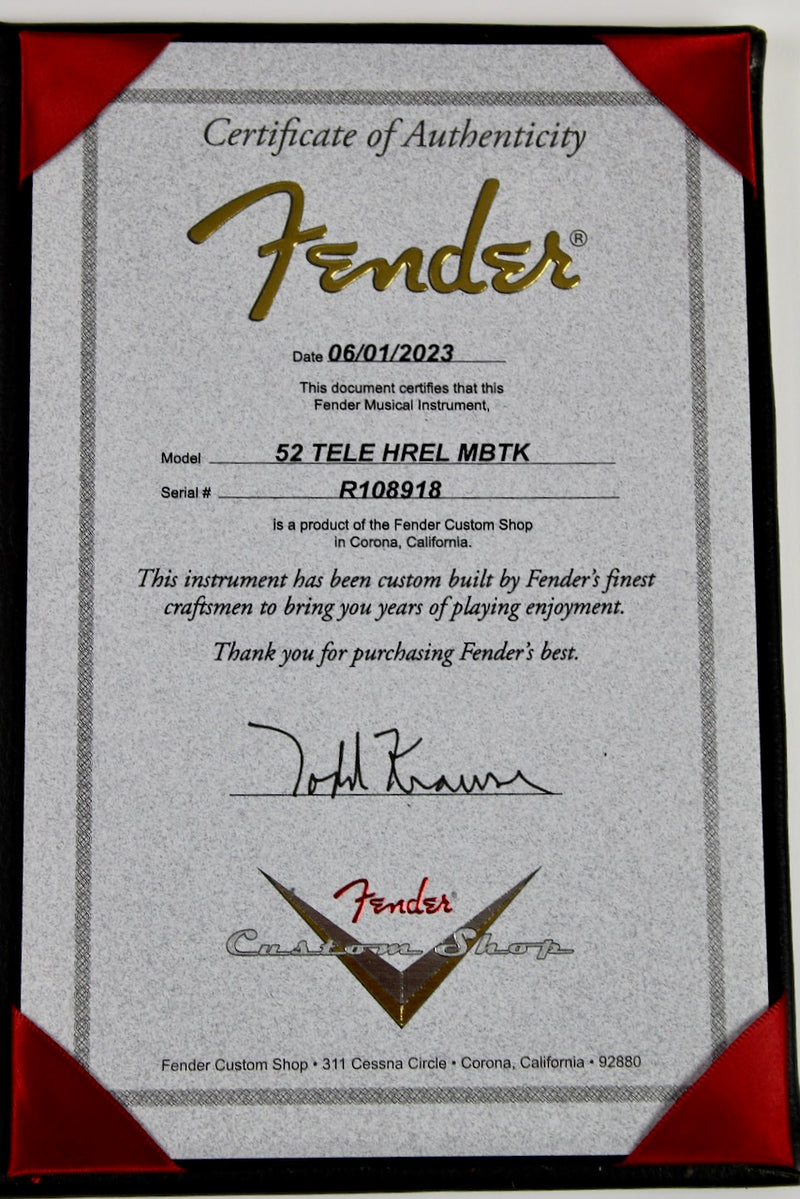 Fender Todd Krause Master Built '52 Telecaster Heavy Relic - Butterscotch Blonde 2023 w/OHSC (9211003074)