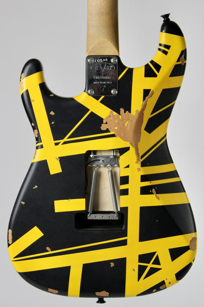 EVH Striped Series Frankenstein Frankie - Black with Yellow Stripes, Relic w/Gig Bag (5107900528)