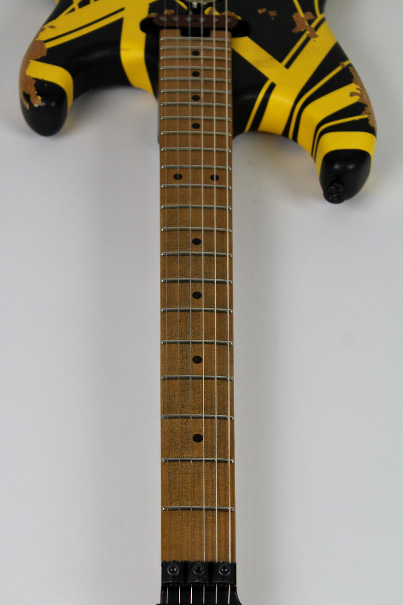 EVH Striped Series Frankenstein Frankie - Black with Yellow Stripes, Relic w/Gig Bag (5107900528)