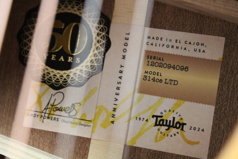 Taylor 314ce LTD 50th Anniversary Grand Auditorium - Tobacco Satin w/OHSC