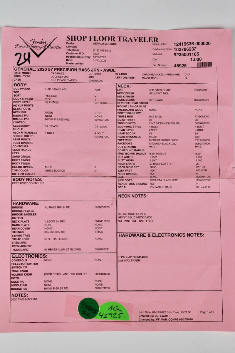 Fender Custom Shop 1957 Precision Bass Journeyman Relic - Aged White Blonde w/OHSC (9235001165)