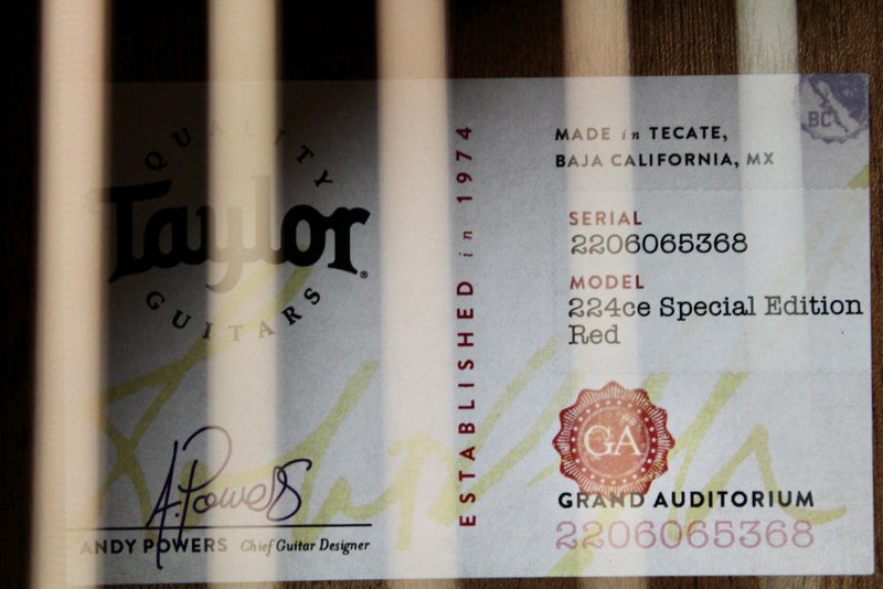 Taylor 224ce Special Edition - Transparent Red w/AeroCase