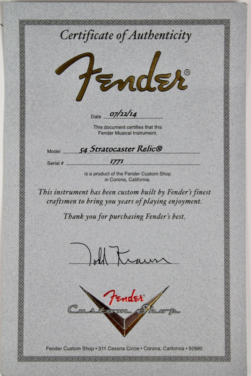 Fender Custom Shop Todd Krause Masterbuilt '54 Stratocaster Relic - Sunburst 2014 w/OHSC