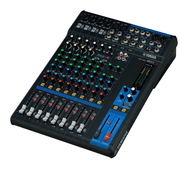 Yamaha MG12 – Console de mixage analogique 12 entrées avec préamplis D-PRE, compresseurs et EQ – Idéale studio, live et podcast