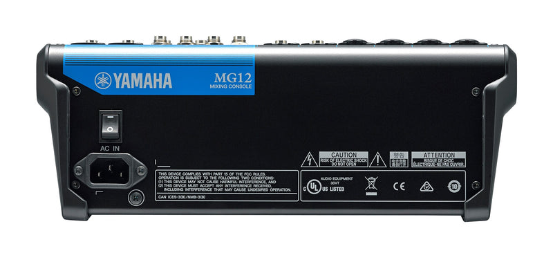 Yamaha MG12 – Console de mixage analogique 12 entrées avec préamplis D-PRE, compresseurs et EQ – Idéale studio, live et podcast