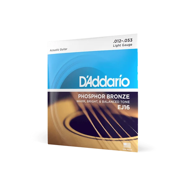 D’Addario EJ16 – Cordes de guitare acoustique en bronze phosphoreux, calibre Light (.012-.053)