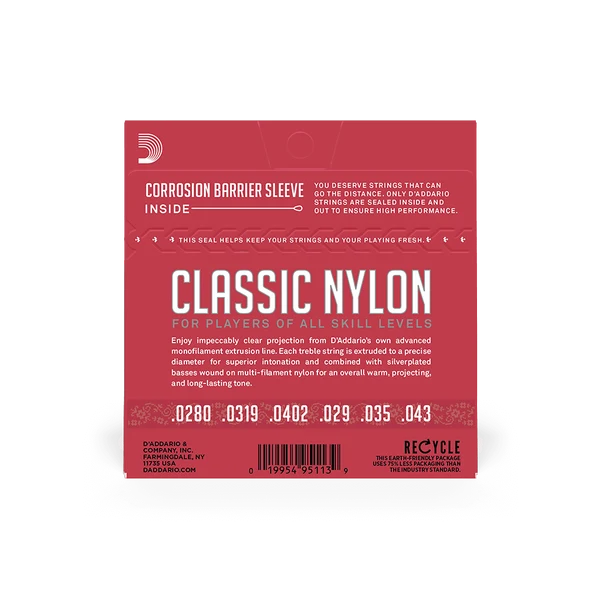 D’Addario EJ27N – Cordes de guitare classique Classic Nylon Student, Tension normale