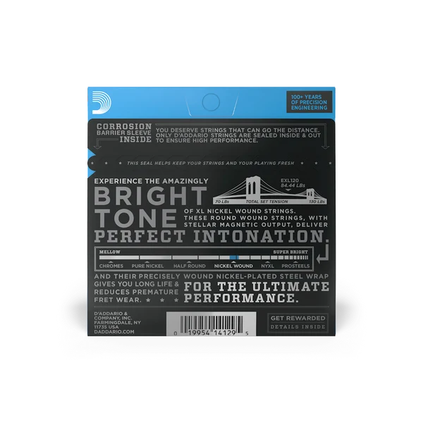 D’Addario EXL120 – Cordes de guitare électrique en nickel, calibre Super Light (.009-.042)