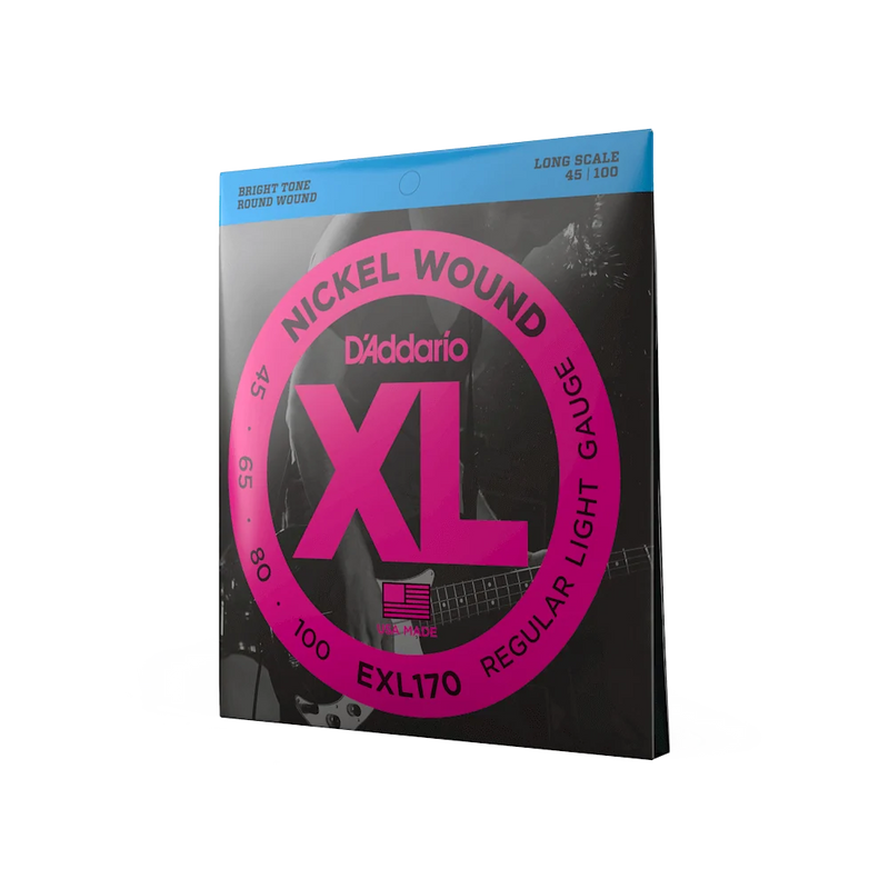 D’Addario EXL170 – Cordes de basse électrique en nickel, Regular Light, Long Scale (.045-.100)