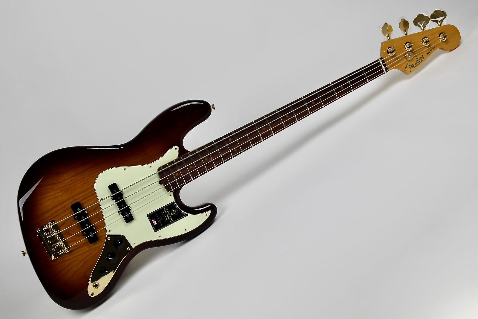 Fender 75th Anniversary Commemorative Jazz Bass 2 Color Bourbon Burst Wohsc Gerald Musique