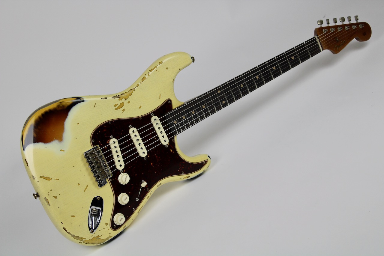 Fender Custom Shop Limited Edition '61 Strat Heavy Relic Aged Vintage White  Over 3-color Sunburst (9231013161)